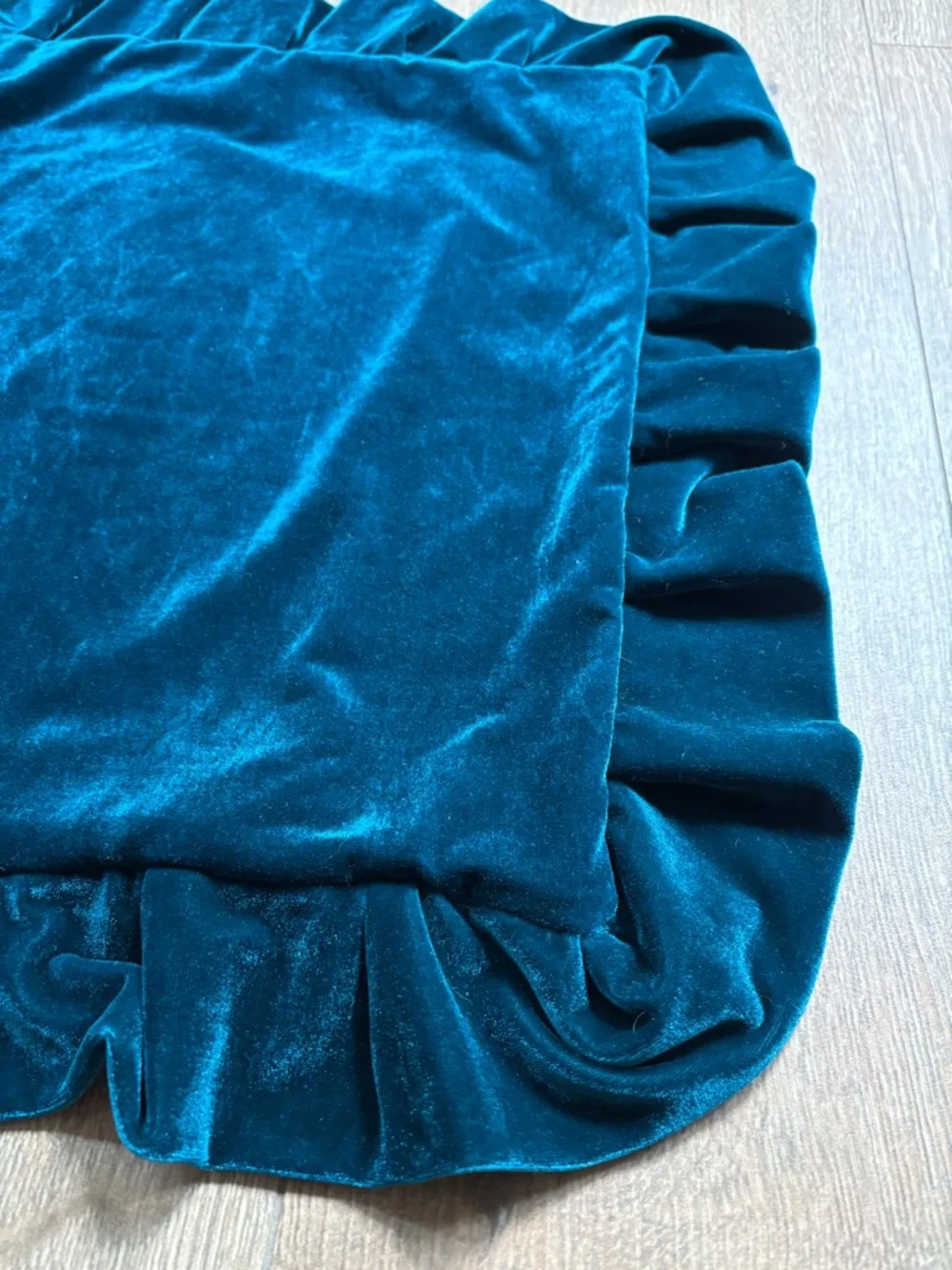 Glory Season Teal Velvet Ruffle Pillow Cover 18x18 Decorative Throw Jewel Tone